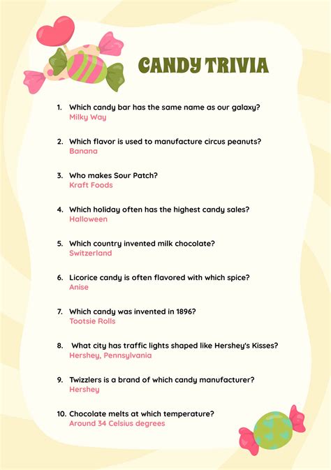 Candy Trivia Questions And Answers Printable